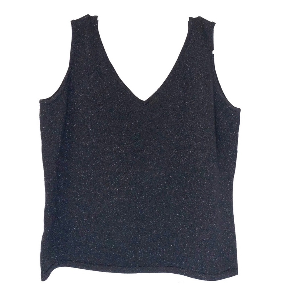 Ann Taylor Black Shimmer V-Neck Sweater Tank